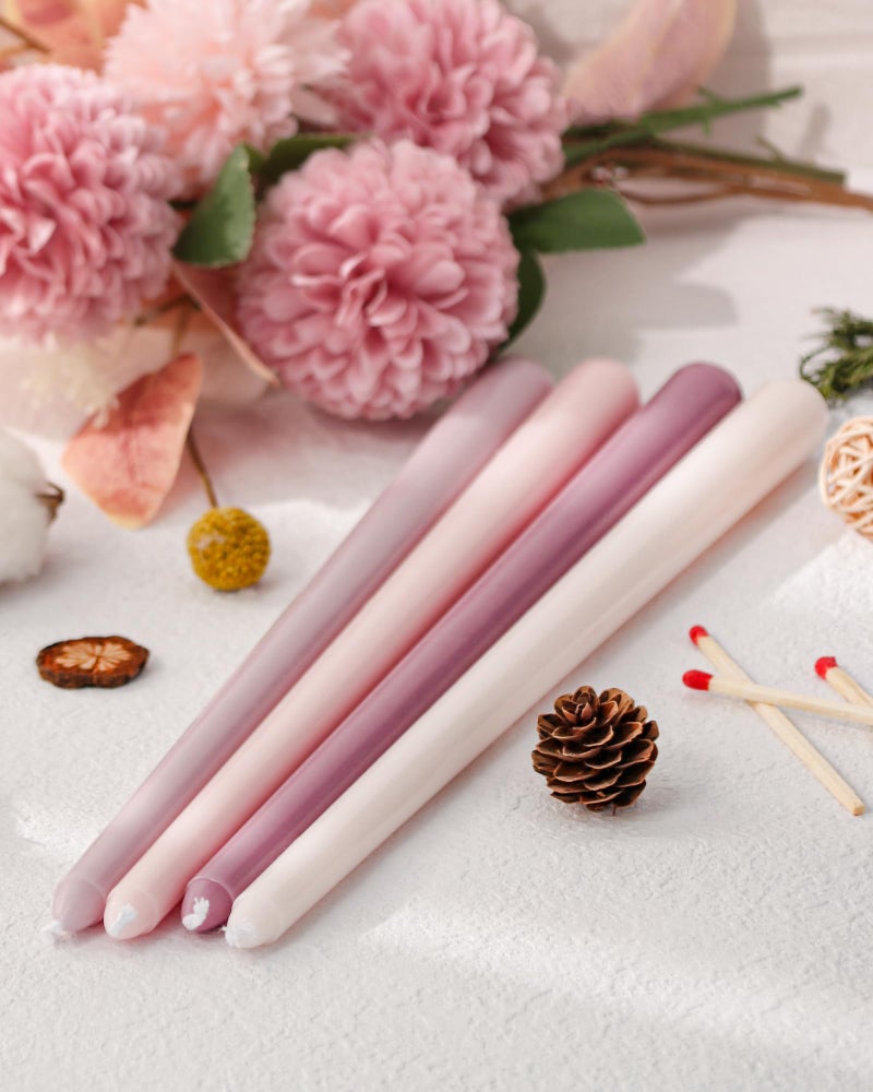 Viyffo 12 Inch Purple Taper Candles Set of 4 Unscented Smokeless Long Tall Tapered Candle for Candlesticks Sticks Wedding Advent Home Decor Dinner Christmas - Image 3